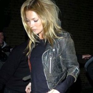 Kate Moss Top Shop Crop Leather Moto Jacket Sz 6-8